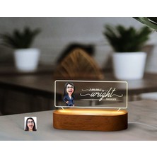 Bk Gift Kişiye Özel Isimli Patron Karikatürlü LED Işıklı Akrilik Masa Isimliği-4, Ofis Dekoru, Mesleki Hediye, Ofis Hediyeleri