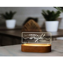 Bk Gift Kişiye Özel Isimli LED Işıklı Akrilik Masa Isimliği-4, Ofis Dekoru, Mesleki Hediye, Ofis Hediyeleri