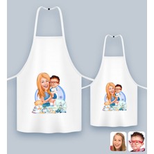 Bk Gift Kişiye Özel Ikili Anne Oğul Karikatürlü Mutfak Önlüğü Seti, Anneye Hediye, Anneler Günü Hediyeleri