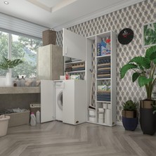 Kenzlife çamaşır makinesi dolabı kasparovsüpürgemdf byz 180*126*55-20 % 100 mdf full mdf banyo kapaklı arkalıksız