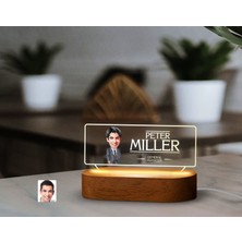 Bk Gift Kişiye Özel Isimli Erkek Patron Karikatürlü LED Işıklı Akrilik Masa Isimliği-7, Ofis Dekoru, Mesleki Hediye, Ofis Hediyeleri