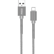 Phixi CB610T Force Metal Örgü 100 cm Type-C USB Şarj ve Data Kablosu