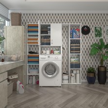 Kenzlife çamaşır makinesi dolabı veronikamega byz 180*156*20 banyo arkalıksız raflı