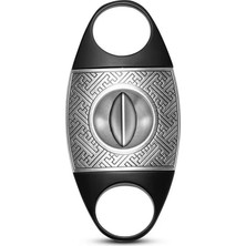 Premium Quality Pq Gümüş Siyah Işlemeli Kılıflı V Puro Makası Kesici