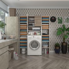 Kenzlife çamaşır makinesi dolabı hayzummaksduble crd 180*126*55 banyo kiler çift kapaklı arkalıklı
