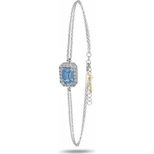 Aquamarin Taşlı Baget Diamond Classical Kadın Gümüş Bileklik