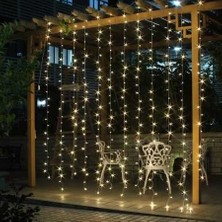 Lambax Güneş Enerjili 2x2 mt Perde LED Solarlı Peri Tel LED