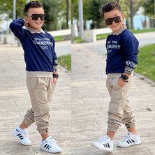 Modavals Gömlek Yaka Sweatshırt ve Gabardin Kargo Pantolon Erkek Çocuk Kombin