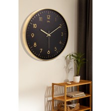 Galaxy Gold Ince Latin Siyah Zeminli Duvar Saati 43 cm