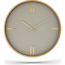 Galaxy Dekoratif Krem Kadran Çizgili Rakam Gold Duvar Saati 29.5 cm