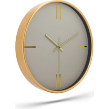 Galaxy Dekoratif Krem Kadran Çizgili Rakam Gold Duvar Saati 29.5 cm