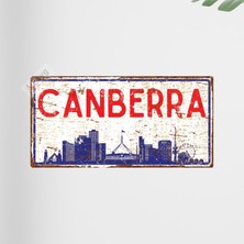 Hayg Equipment Canberra Silüetli Dekoratif Alüminyum Tabela - Retro Metal Duvar Dekoru - Canberra Manzaralı Levha -10CMX20CM