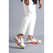 BiMode Beyaz-Kırmızı Crocodile, %100 Vegan&pamuk Iç Astar, Topuk Boyu 4 cm Günlük Şık Tasarım Erkek Sneaker