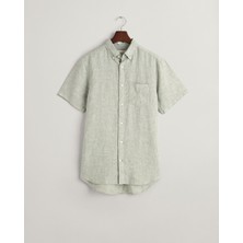 Gant Erkek Yeşil Regular Fit Düğmeli Yaka Keten Gömlek 3240103.362