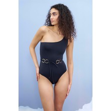 Shikoo Swimwear Rosa Halka Kemerli Tek Omuz Mayo