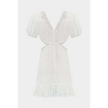 Açelya Okcu Fisto Detaylı Cut Out V Yaka Slim Fit Kadın Mini Elbise