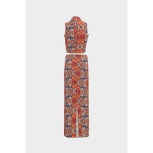 Açelya Okcu Premium Crop Top Bluz Midi Etek Alt Üst Kadın Takım