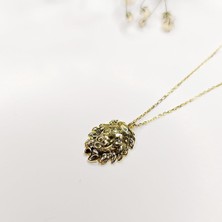 Usho Jewelry 14 Ayar Altın Aslan Madalyon Kolye