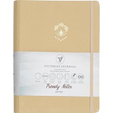 Victoria's Journals Canvas Gizli Spiralli Yaldızlı Sert Kapak Noktalı Defter 16 x 22,5 cm Bej