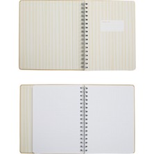 Victoria's Journals Canvas Gizli Spiralli Yaldızlı Sert Kapak Noktalı Defter 16 x 22,5 cm Bej