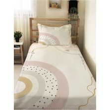 Evmila Gökkuşağı Desenli Bebek ve Çocuk Baskılı Tek Kişilik Pike Takımı 160X230 Beyaz