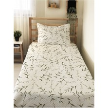 Evmila Yaprak Desenli Bebek ve Çocuk Baskılı Tek Kişilik Pike Takımı 160X230 Beyaz