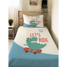 Evmila Dinozor Desen Tek Kişilik Çocuk Pike Takımı 160X220 cm