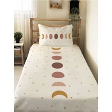 Evmila Geometrik Şekil Desenli Bebek ve Çocuk Baskılı Tek Kişilik Pike Takımı 160X230 Beyaz