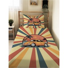 Evmila Klasik Araba Desen Tek Kişilik Çocuk Pike Takımı 160X220 cm