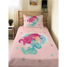 Evmila Deniz Kızı Desenli Bebek ve Çocuk Baskılı Tek Kişilik Pike Takımı 160X230 Pembe