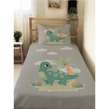 Evmila Dinozor Desen Tek Kişilik Çocuk Pike Takımı 160X220 cm