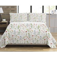 Evmila Çiçek Desenli Bebek ve Çocuk Baskılı Tek Kişilik Pike Takımı 160X230 Beyaz