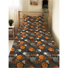 Evmila Basketbol Desenli Bebek ve Çocuk Baskılı Tek Kişilik Pike Takımı 160X230 Gri