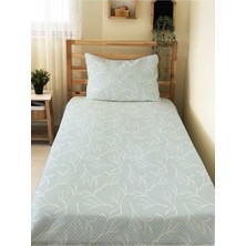 Evmila Çiçek Dalı Desenli Bebek ve Çocuk Baskılı Tek Kişilik Pike Takımı 160X230 Mavi