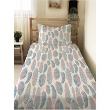 Evmila Renkli Yaprak Desenli Bebek ve Çocuk Baskılı Tek Kişilik Pike Takımı 160X230 Beyaz