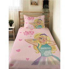 Evmila Prenses Kız Desenli Bebek ve Çocuk Baskılı Tek Kişilik Pike Takımı 160X230