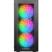 Rampage Plaıd V1 Mesh Temperli Camlı 4X12CM Auto Rgb Fan Atx Mid-T Gaming Oyuncu Kasası