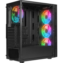 Rampage Plaıd V1 Mesh Temperli Camlı 4X12CM Auto Rgb Fan Atx Mid-T Gaming Oyuncu Kasası