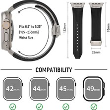 M.tk moveteck Apple Watch Ultra 49MM Metal Silikon Elastik Kordon Spor Giyim Kordon Paslanmaz Çelik Tokalı Kitlemeli Basmalı