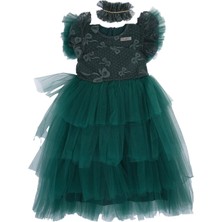 Bebelop Kız Çocuk Kolu Fırfırlı Fiyonk Detay Fermuarlı Tokalı Elbise