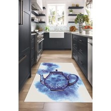 Napoli Home Dijital Baskılı Kaymaz Taban Yıkanabilir Renkli Modern Mutfak Halısı, N-Mutfak-23-Mavi,