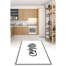 Napoli Home Dijital Baskılı Kaymaz Taban Yıkanabilir Kitchen Yazılı Mutfak Halısı, N-Mutfak-42-Beyaz,