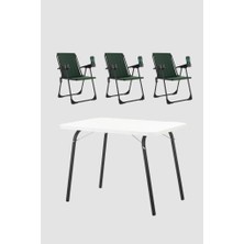 Armarks 3 Adet Katlanır Bardaklıklı Kamp Sandalye ve Masa Seti,taşınabilir Piknik Bahçe Sandalyesi Masa Seti