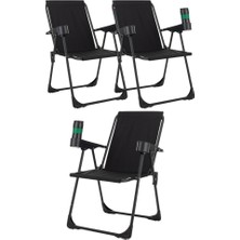 Armarks 3 Adet Kamp Sandalyesi, Katlanır Kamp Sandalyesi, Bardaklıklı Kamp Sandalyesi,plaj Piknik Sandalyesi