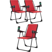 Armarks 3 Adet Kamp Sandalyesi, Katlanır Kamp Sandalyesi, Bardaklıklı Kamp Sandalyesi,plaj Piknik Sandalyesi