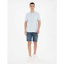 Pierre Cardin Erkek Mavi Slim Fit Jean Şort 50288258-VR036
