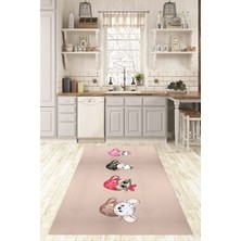 Napoli Home Dijital Baskılı Kaymaz Taban Yıkanabilir Renkli Modern Mutfak Halısı, N-Mutfak-07-Krem,