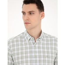 Pierre Cardin Erkek Yeşil Regular Fit Uzun Kollu Gömlek 50284266-VR016