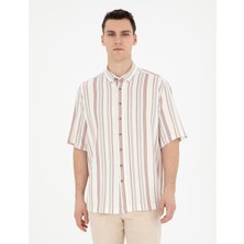 Pierre Cardin Erkek Kahverengi Oversize Kısa Kollu Gömlek 50285540-VR197
