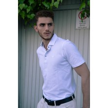 Han Raiment Beyaz Polo Yaka T-Shirt Düğmeli